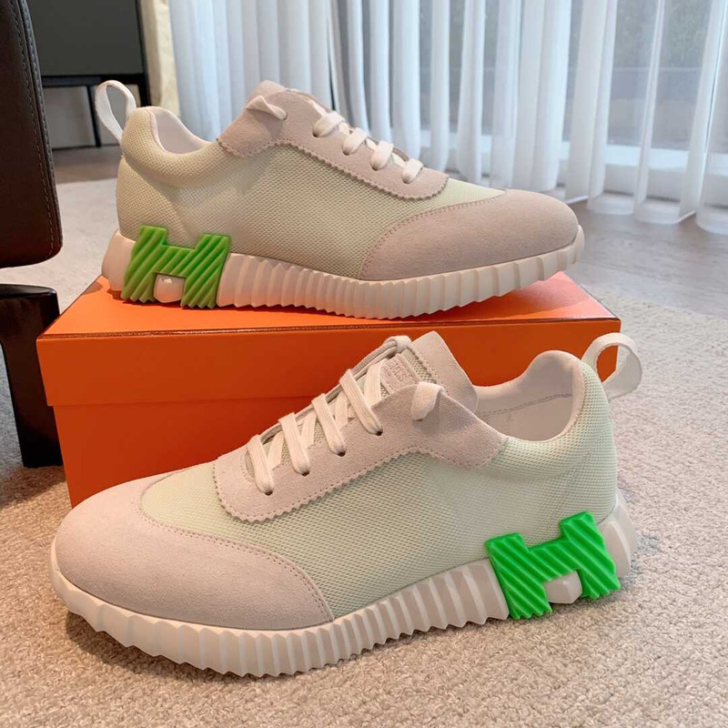 H**mes bouncing sneaker gray green