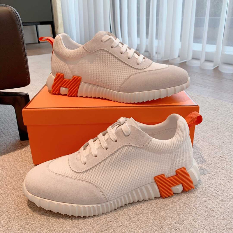 H**mes bouncing sneaker orange gray