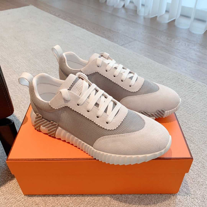 H**mes bouncing sneaker white grey