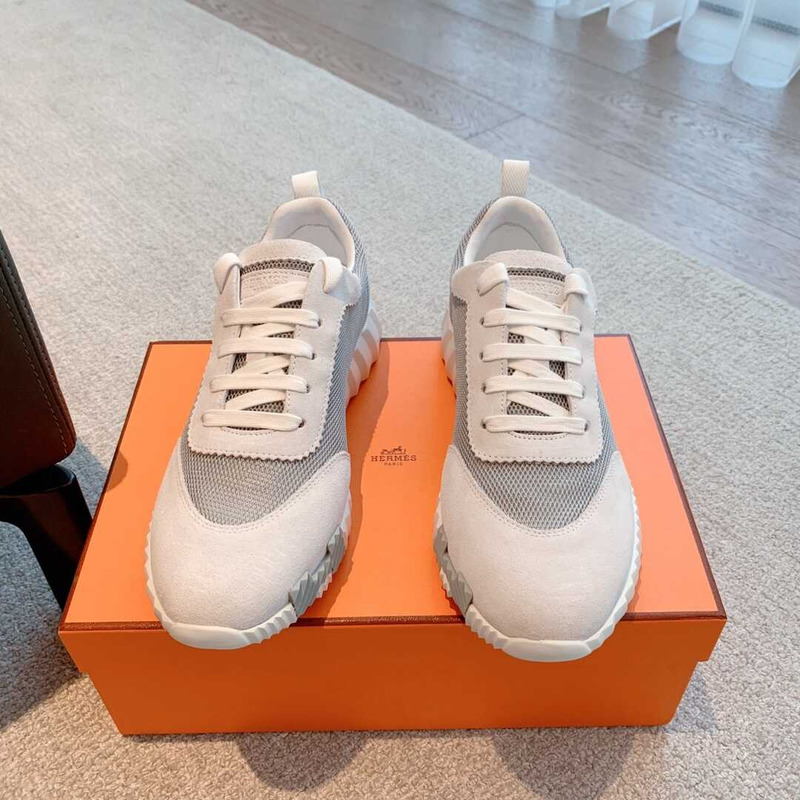 H**mes bouncing sneaker white grey