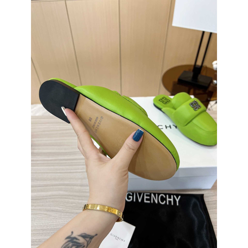 Givenchy Leather Mules Sandals Green