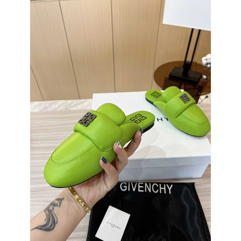 Givenchy Leather Mules Sandals Green