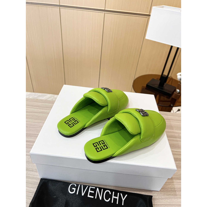 Givenchy Leather Mules Sandals Green