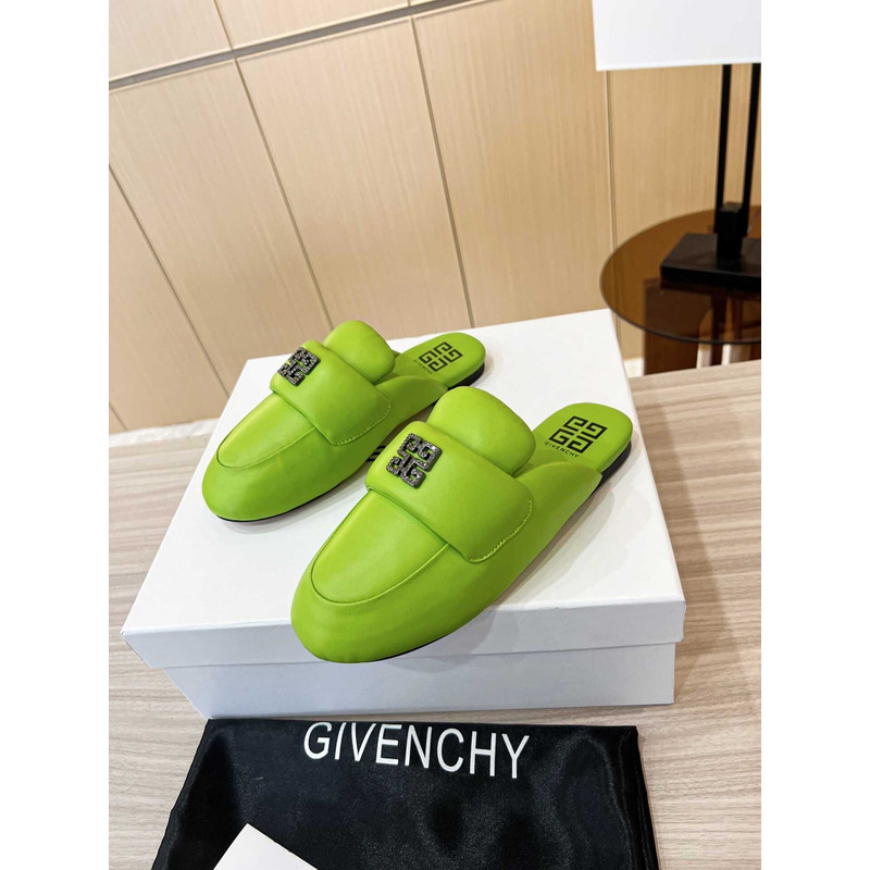 Givenchy Leather Mules Sandals Green