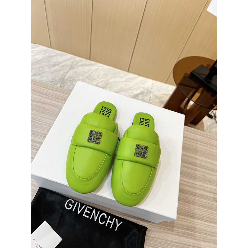 Givenchy Leather Mules Sandals Green