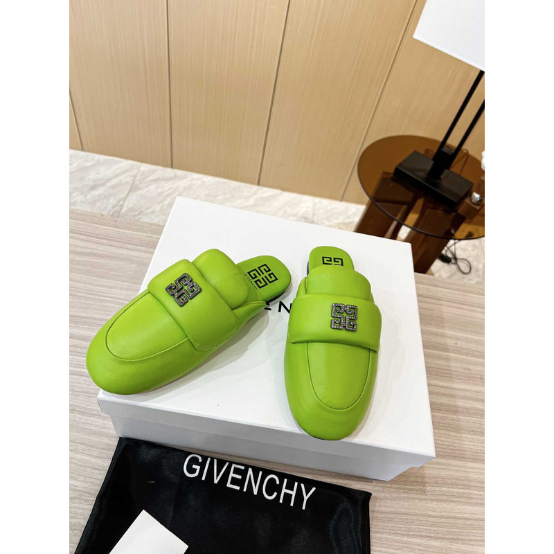 Givenchy Leather Mules Sandals Green