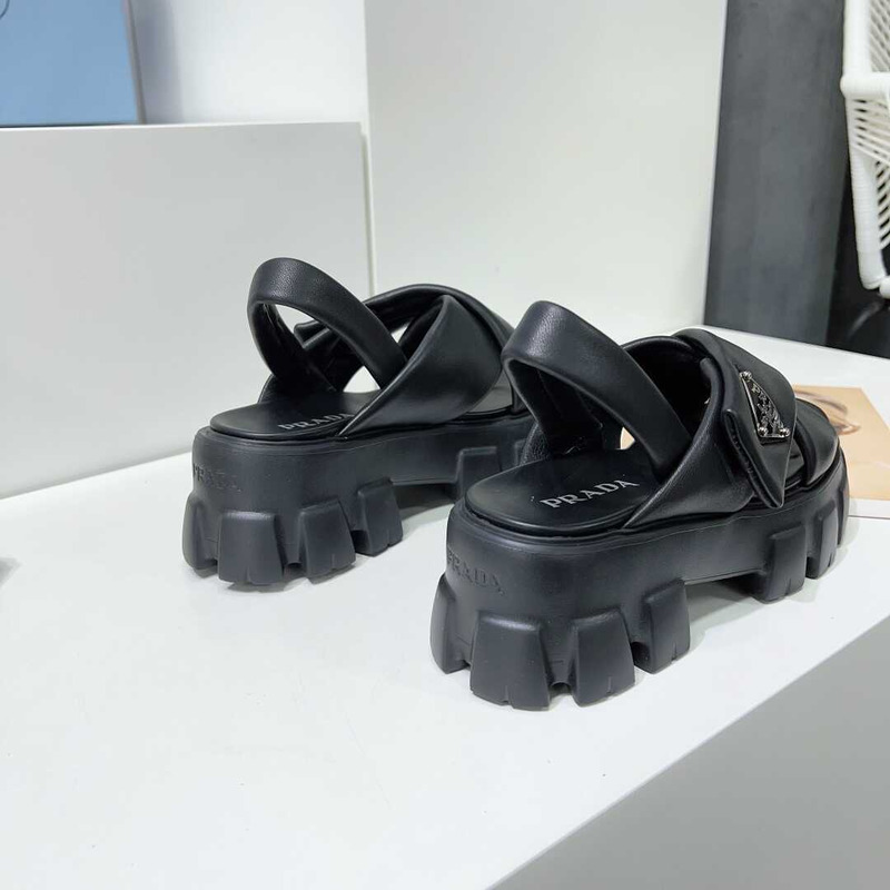 Pra*a monolith padded nappa leather sandals black