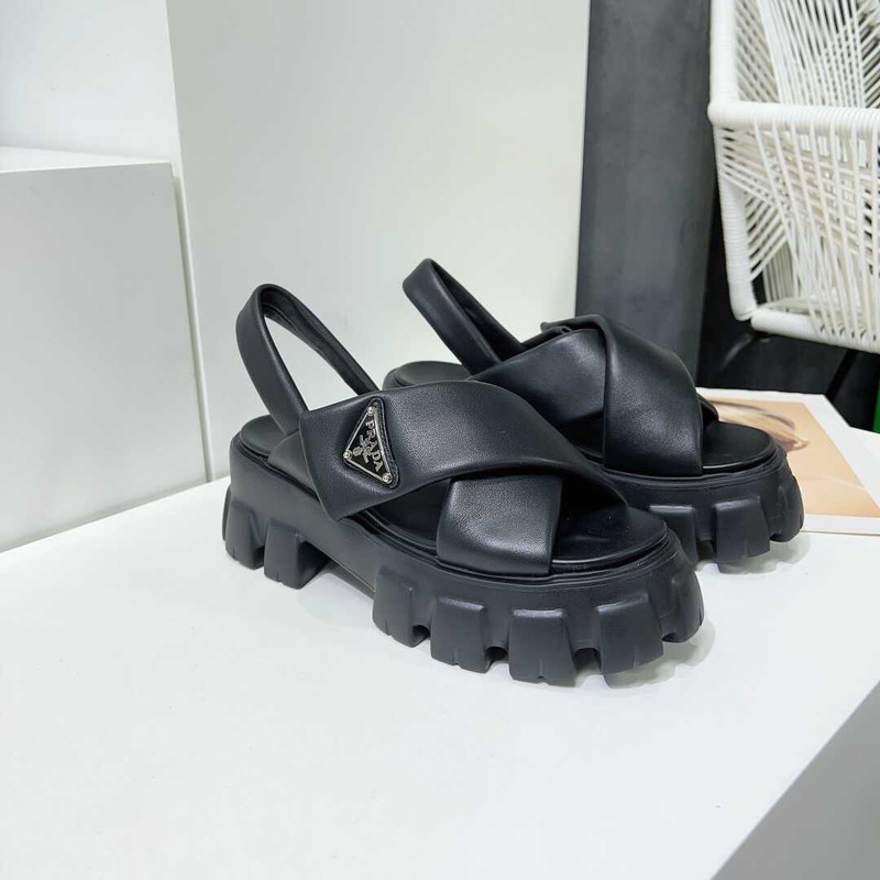 Pra*a monolith padded nappa leather sandals black