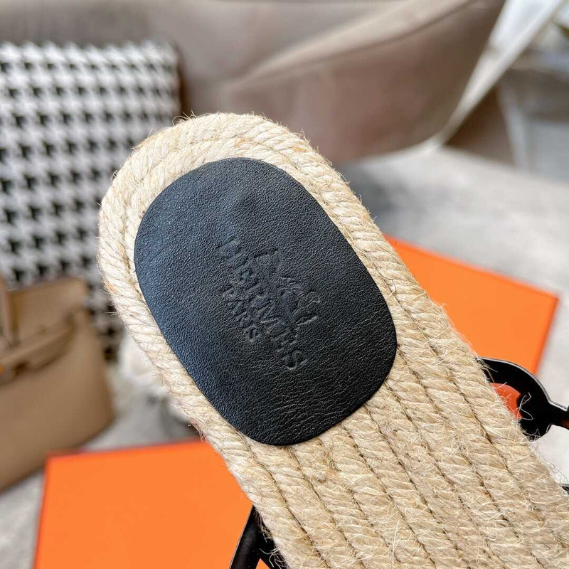 H**mes espadrilles ancone sandals black