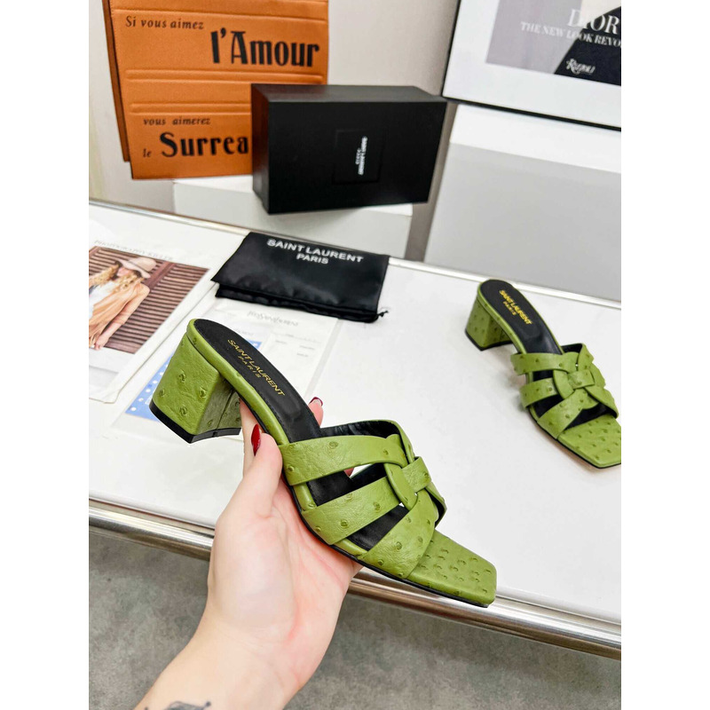 Saint Laurent Middle East Exclusive Nu Pieds Sandals Amry Green