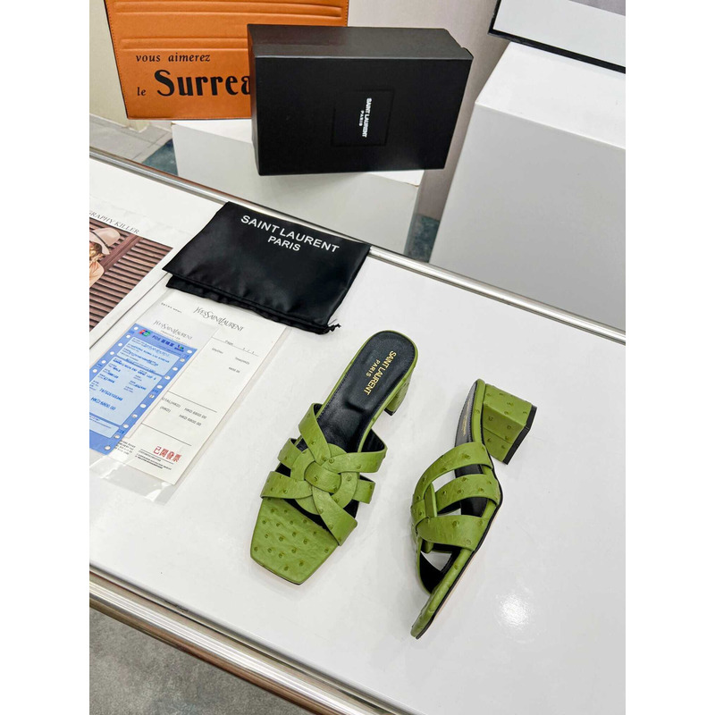 Saint Laurent Middle East Exclusive Nu Pieds Sandals Amry Green