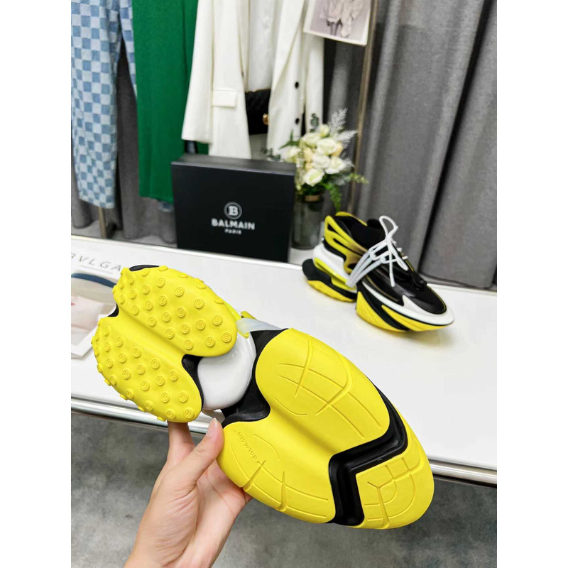 Balmain Unicorn Low Top Trainers Neoprene And Leather Yellow