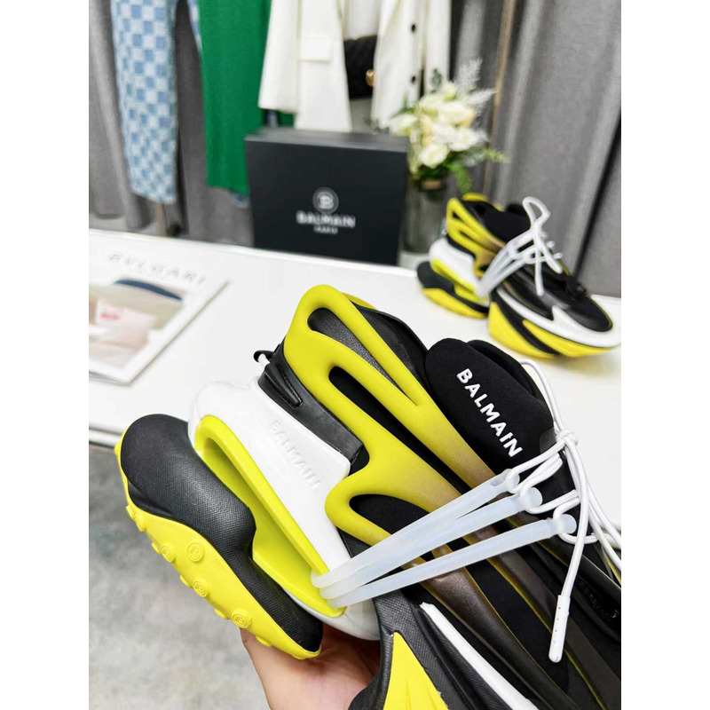 Balmain Unicorn Low Top Trainers Neoprene And Leather Yellow