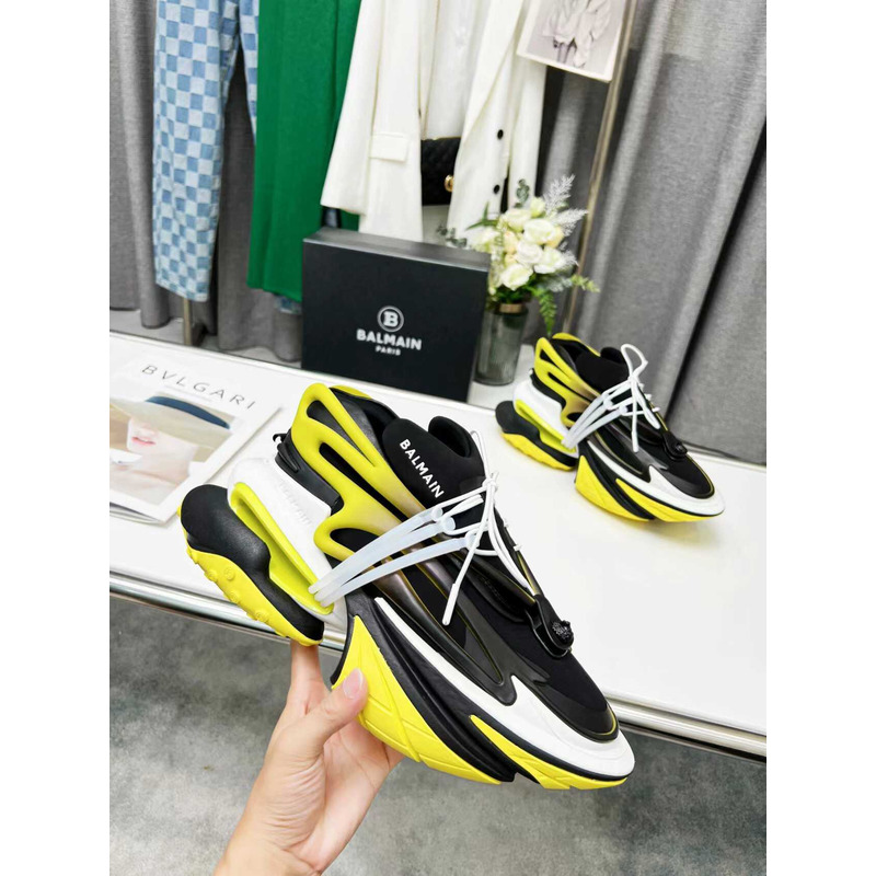 Balmain Unicorn Low Top Trainers Neoprene And Leather Yellow