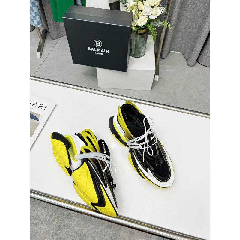 Balmain Unicorn Low Top Trainers Neoprene And Leather Yellow