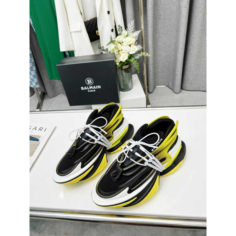 Balmain Unicorn Low Top Trainers Neoprene And Leather Yellow