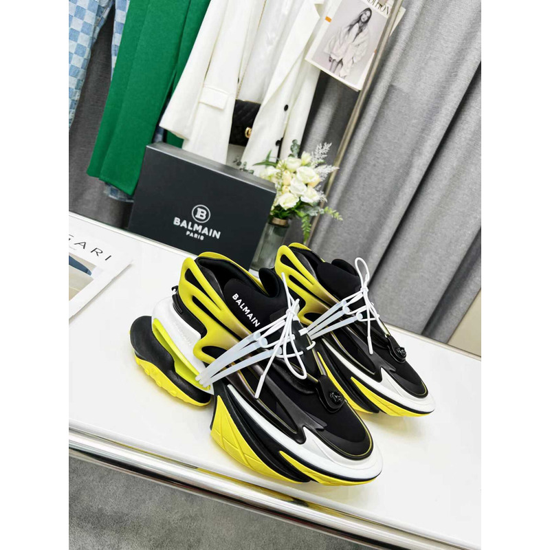 Balmain Unicorn Low Top Trainers Neoprene And Leather Yellow