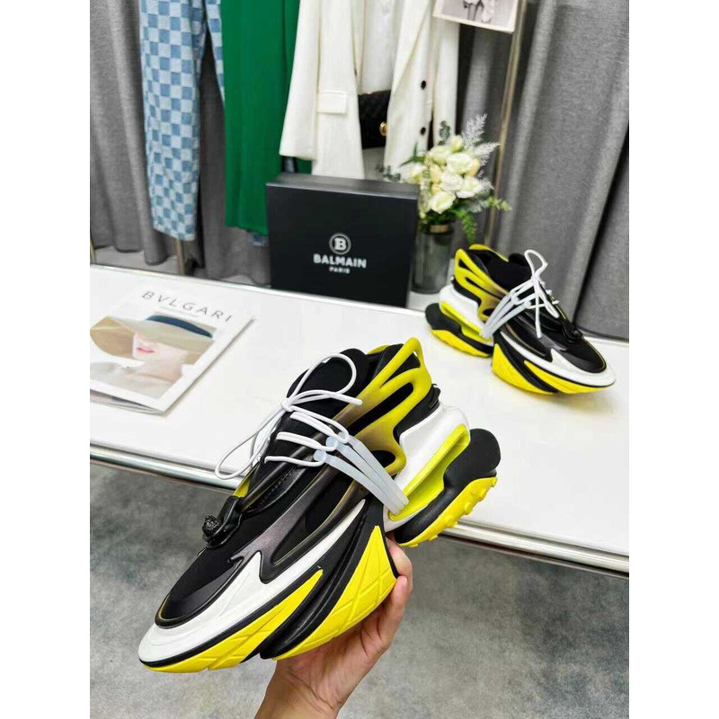 Balmain Unicorn Low Top Trainers Neoprene And Leather Yellow