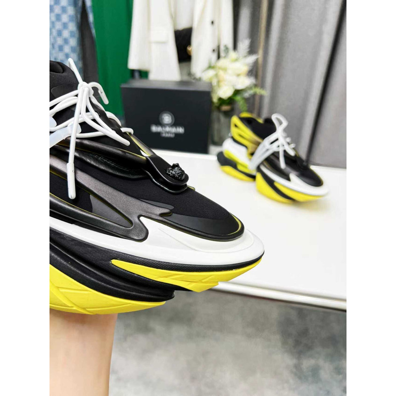 Balmain Unicorn Low Top Trainers Neoprene And Leather Yellow