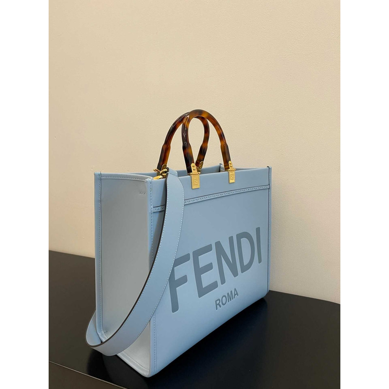 F**di sunshine medium light blue leather shopper