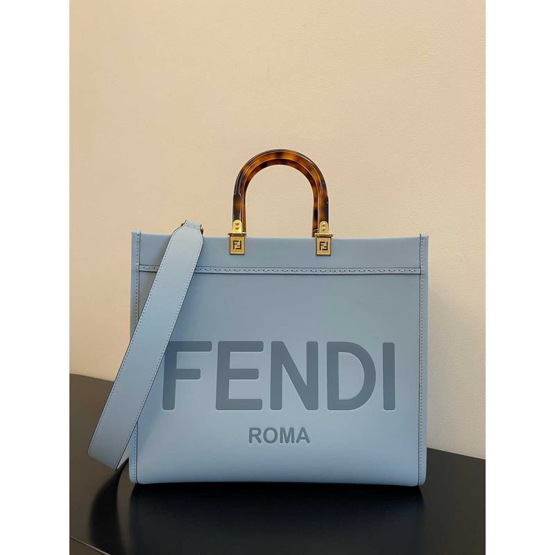 F**di sunshine medium light blue leather shopper