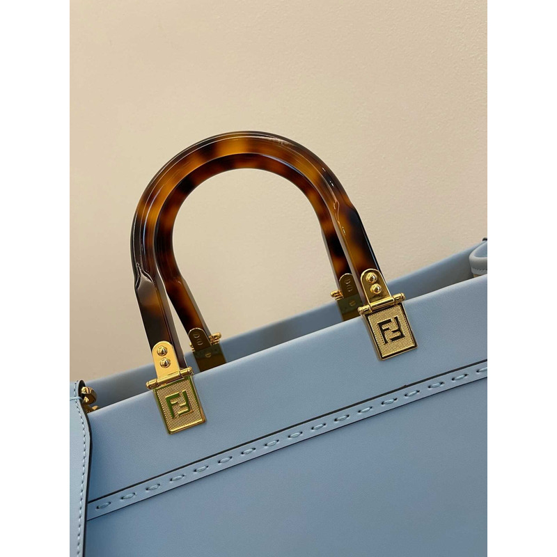 F**di sunshine medium light blue leather shopper