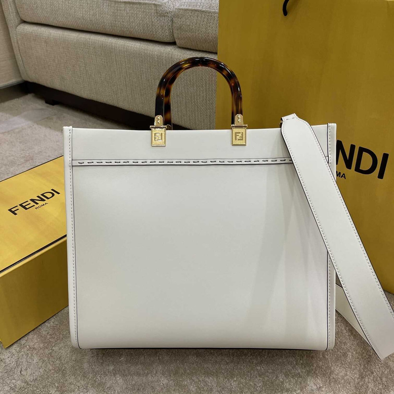 F**di sunshine medium white leather shopper