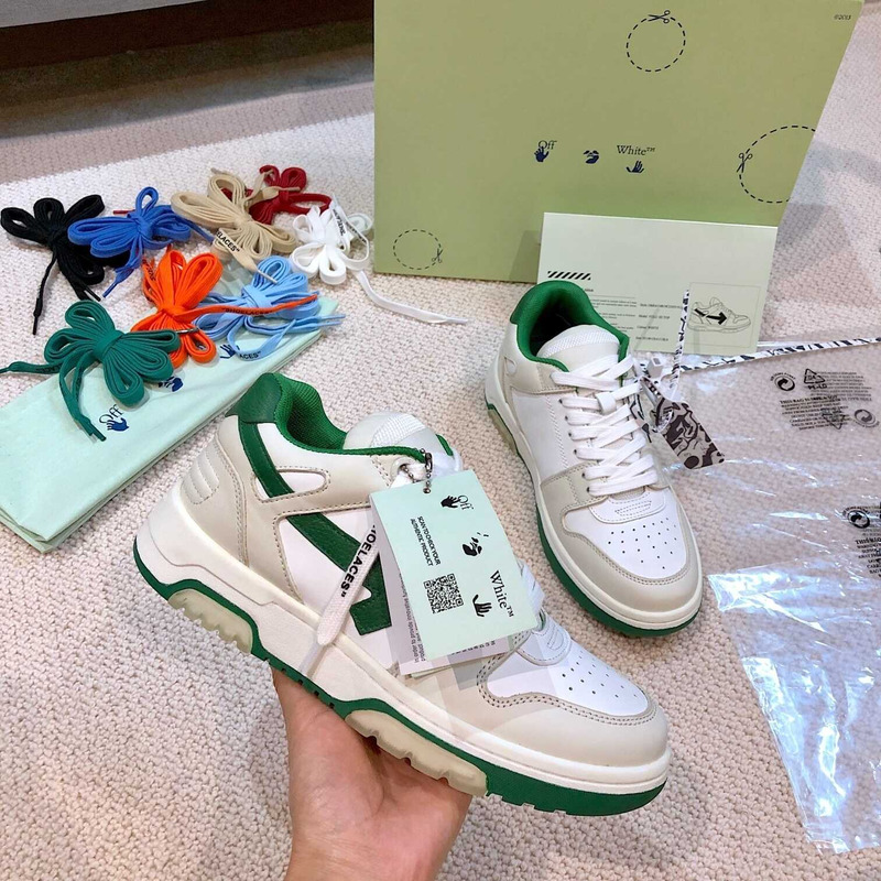 Off White Out Of Office OOO Low Tops White Green