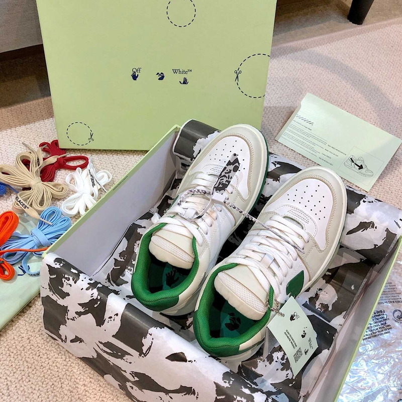 Off White Out Of Office OOO Low Tops White Green