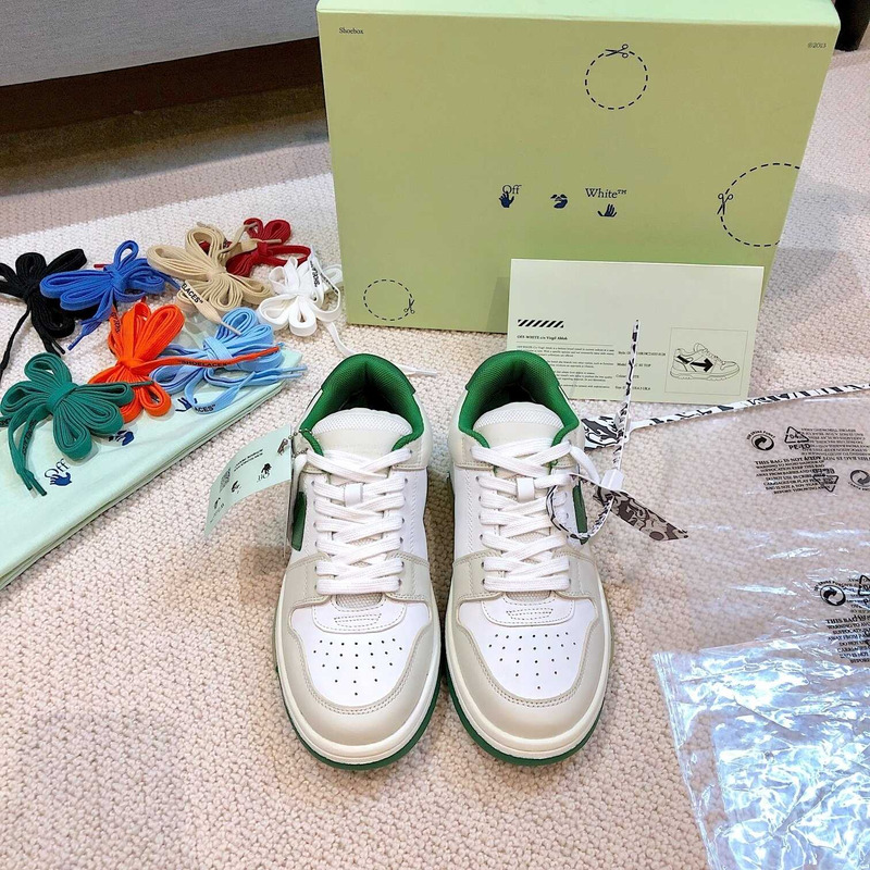 Off White Out Of Office OOO Low Tops White Green