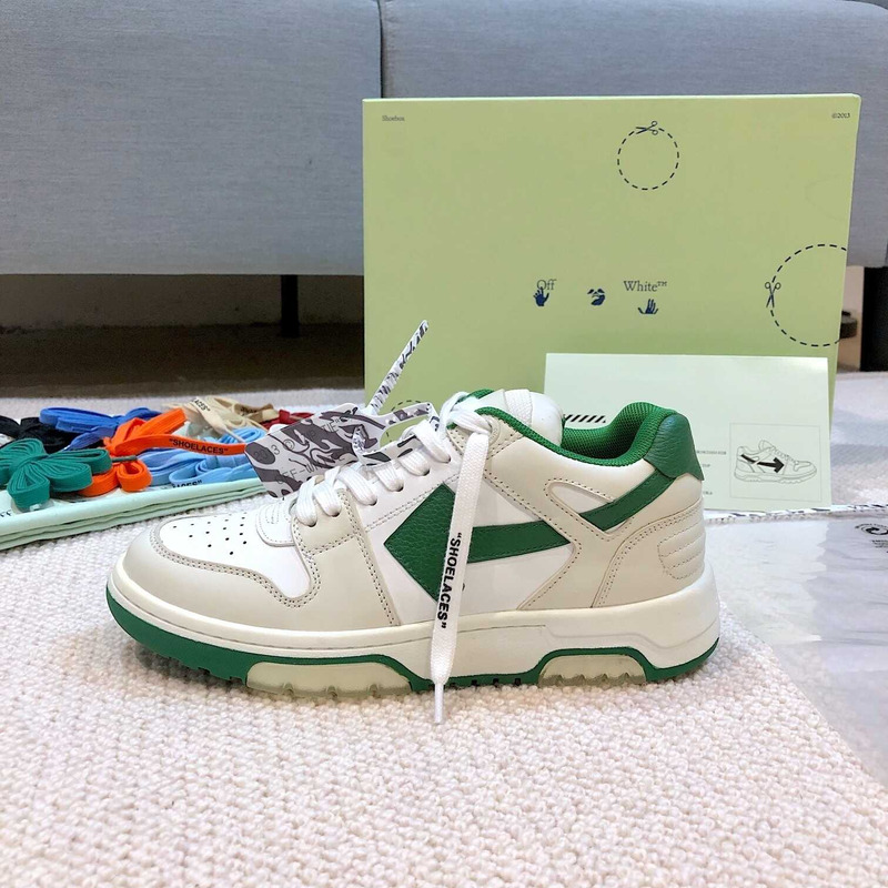 Off White Out Of Office OOO Low Tops White Green