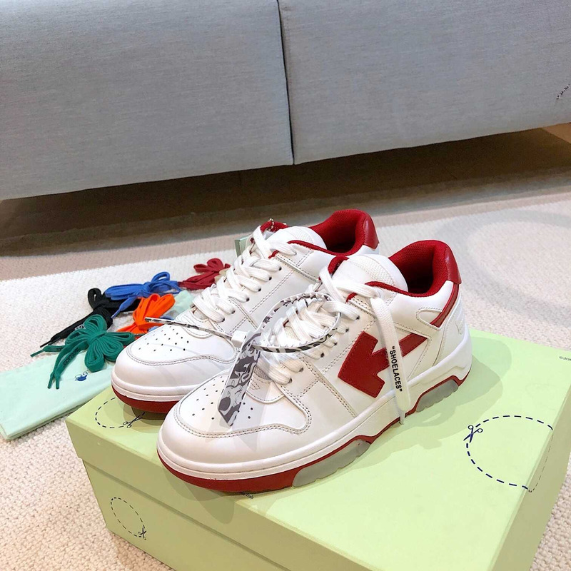 Off White Out Of Office OOO Low Tops White Red