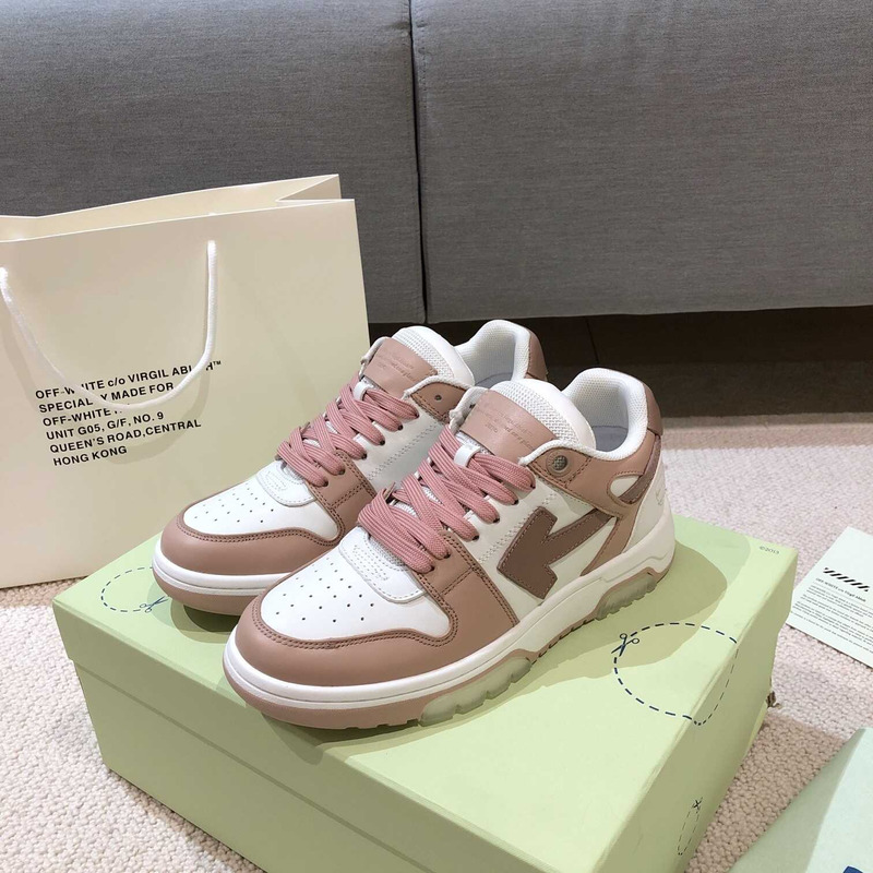 Off White Out Of Office OOO Low Tops White Pink