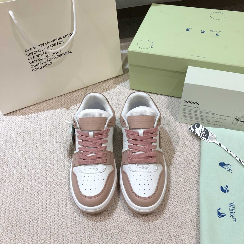 Off White Out Of Office OOO Low Tops White Pink