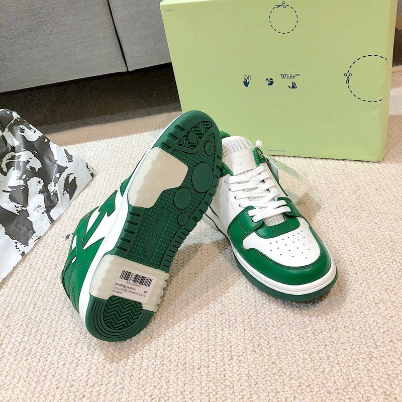 Off White Out Of Office OOO Low Tops White Green