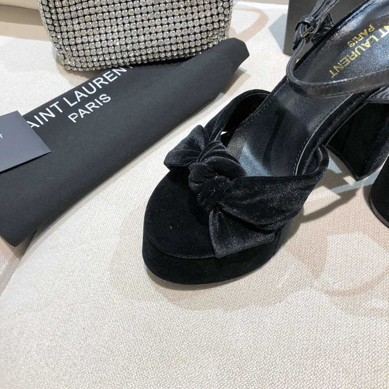 Saint Laurent Black Bianca Suede Platform Sandals