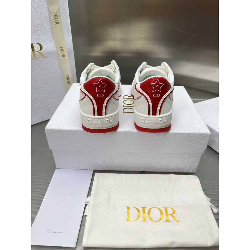 D*or red and nude oblique perforated calfskin sneakers