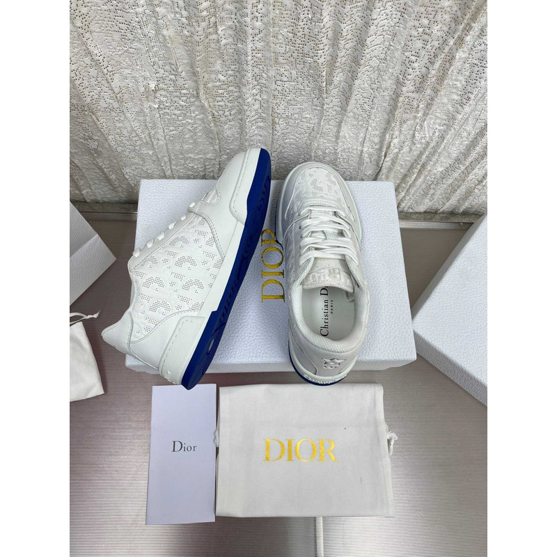 D*or blue and nude oblique perforated calfskin sneakers