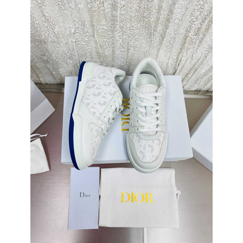 D*or blue and nude oblique perforated calfskin sneakers