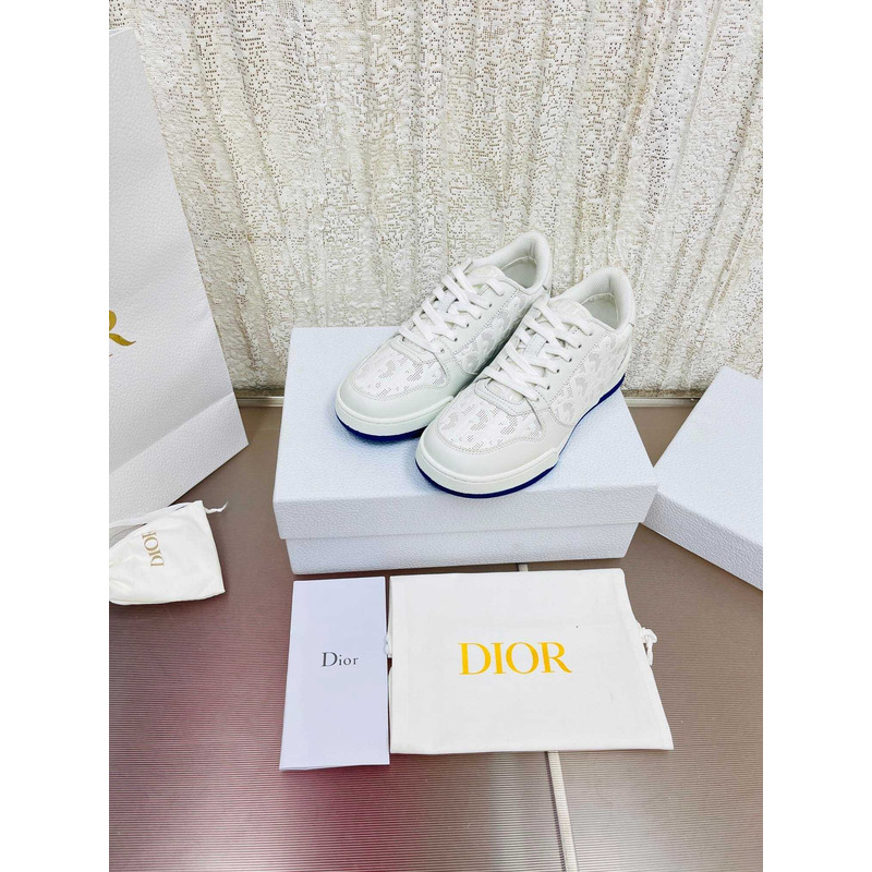 D*or blue and nude oblique perforated calfskin sneakers