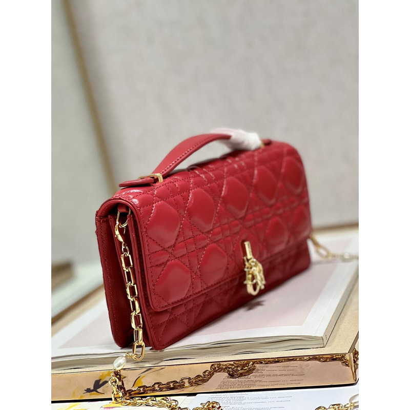 D*or mini miss D*or bag cannage lambskin red