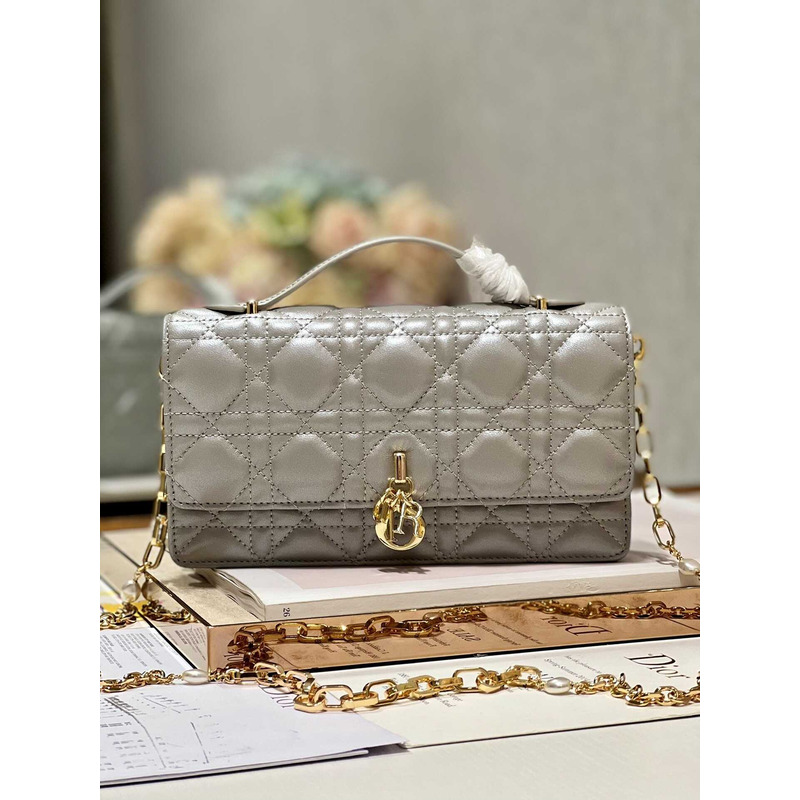 D*or mini miss D*or bag cannage lambskin grey