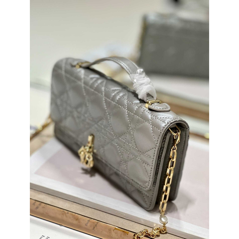 D*or mini miss D*or bag cannage lambskin grey