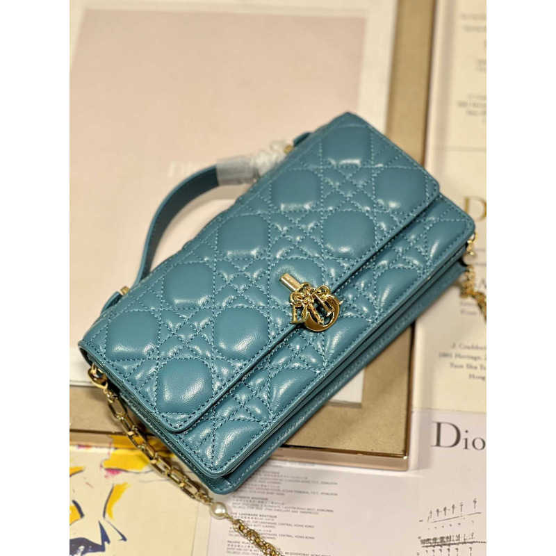 D*or mini miss D*or bag cannage lambskin blue