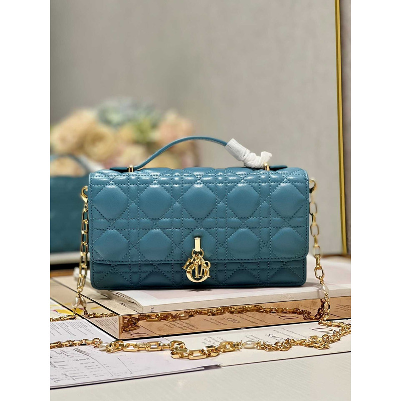 D*or mini miss D*or bag cannage lambskin blue