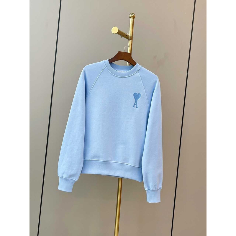 Amiri Sky Blue Ami Paris De Coeur Tonal Boxy Fit Crewneck