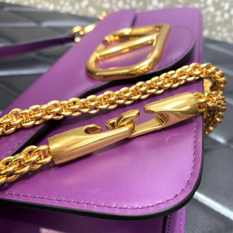 Valentino Garavani VLogo Leather Shoulder Bag Purple