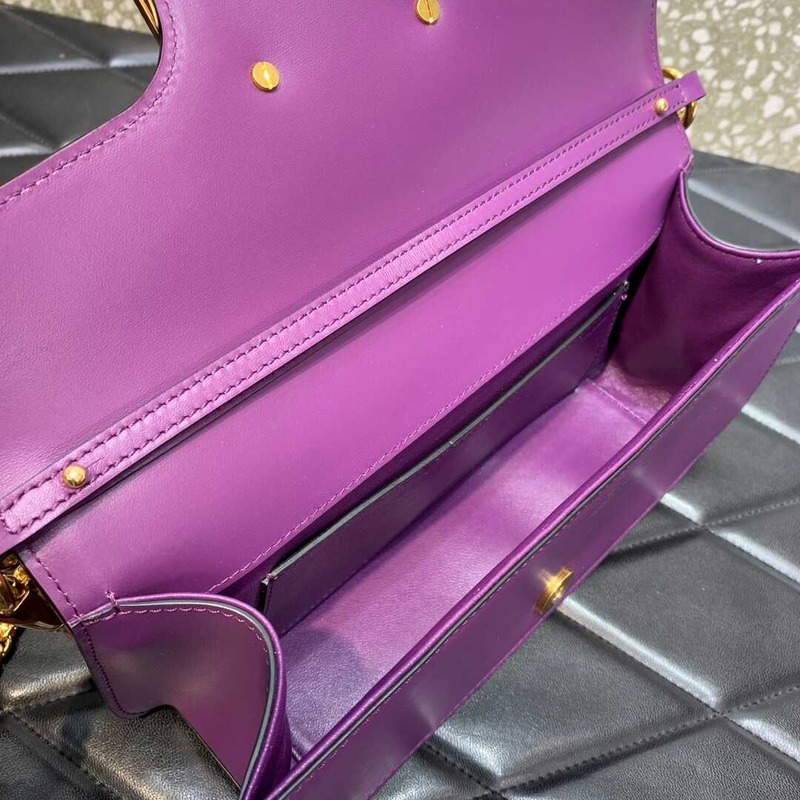 Valentino Garavani VLogo Leather Shoulder Bag Purple