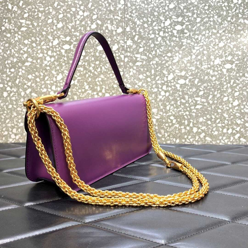 Valentino Garavani VLogo Leather Shoulder Bag Purple