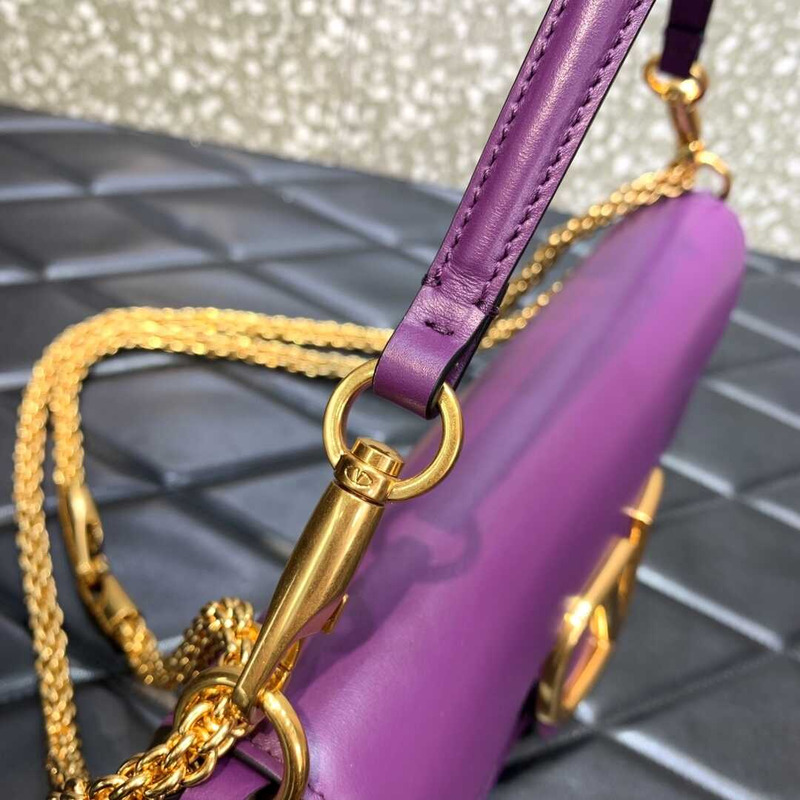 Valentino Garavani VLogo Leather Shoulder Bag Purple